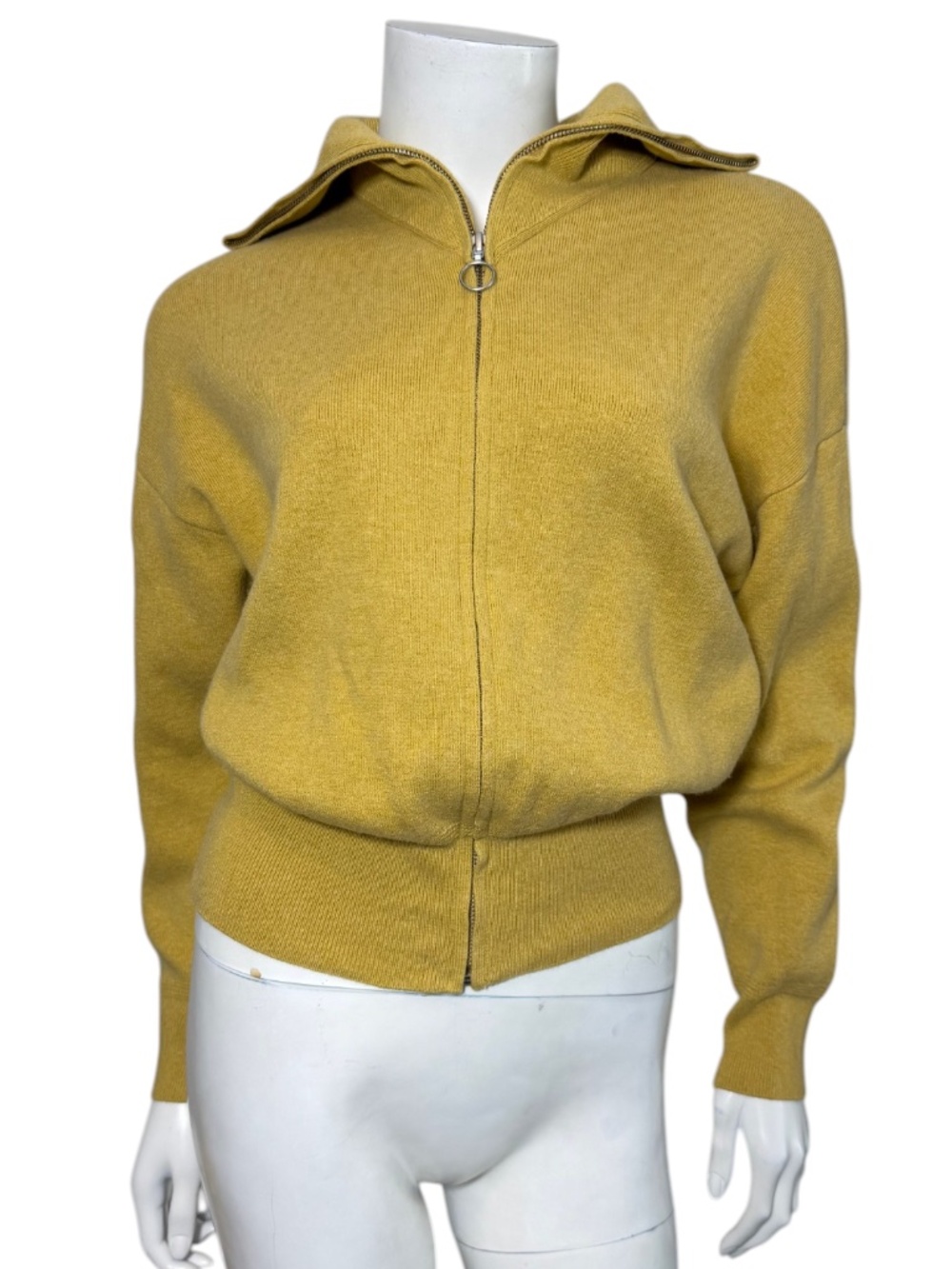 Isabel Marant Étoile Axelle Zip Cardigan Sweater Mustard Wool Blend 34